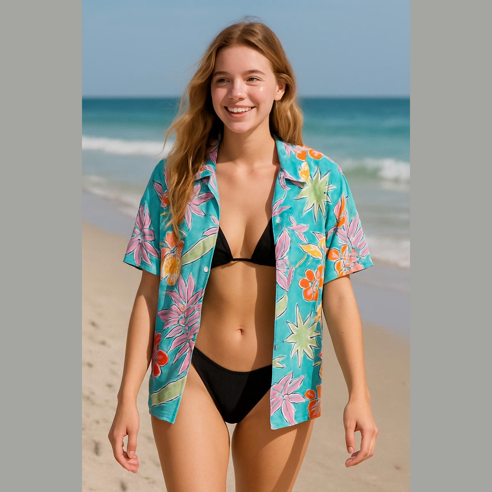 Vintage 80s Hawaiian Tropical Blouse Unisex